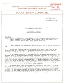 Development Economics and Chief Economist [DEC] - Policy Review Committee - PRC/s/M/74-13, PRC/s/...
