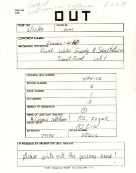 Bank Administration and Policy - World Health Organization [WHO] Rural Water Supply and Sanitatio...