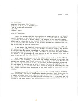 Clausen Papers - General Capital Increase - Letters to Governors and Executive Directors - Corres...
