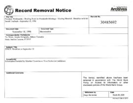 President Wolfensohn - Briefing Book for President's Meetings and Events - Breakfast with Mr Jann...