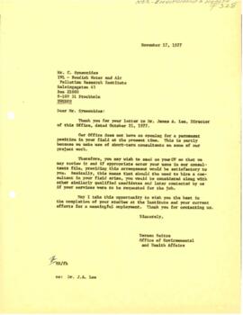 Research - Environmental and Health 1975 / 1977 Correspondence - Volume 1