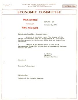 Economic Committee Papers - EC/O/70 - 138 - United Arab Republic - Economic Report - Report Not A...