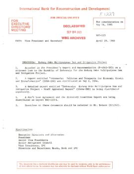 Indonesia - Kedung Ombo Multipurpose Dam and Irrigation Project - Loan Committee Project File