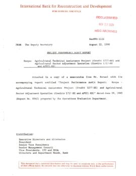 Kenya - Agricultural Technical Assistance - Credit 1277 - Agricultural Sector Adjustment Operatio...
