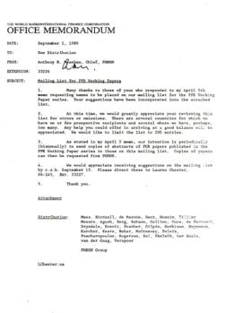Population, Health and Nutrition [PHN] - General - 1989 Chronological File - Volume 1