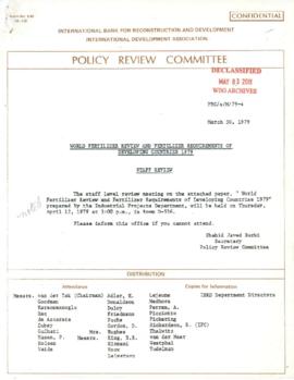 Development Policy - Policy Review Committee [PRC] - Fertilizer Requirements of Developing Countr...