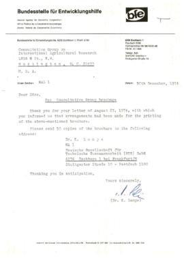 Consultative Group on International Agricultural Research [CGIAR] - 1972 / 1974 Correspondence - ...
