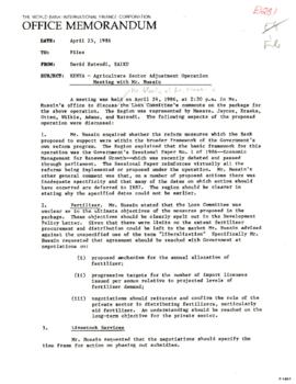 Kenya - Agricultural Sector Management Project - Loan Committee Project File