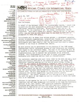National Council on International Health [NCIH] - Correspondence