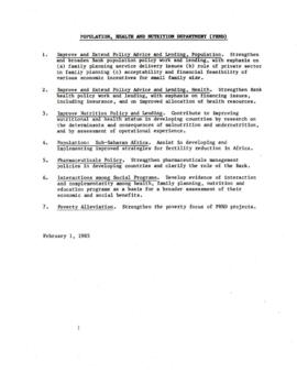 Policy, Health and Nutrition [PHN] Objectives - Correspondence