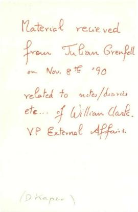 William Clark Papers - Index - Inventory of Clark?s papers obtained from Julian Grenfell on Novem...