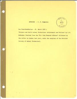 McMeekan, C. P. - Articles and Speeches (1964)