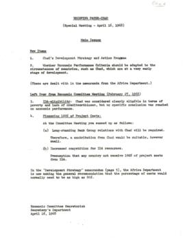 Economic Committee Papers - Chad - Briefing Paper - Special Meeting