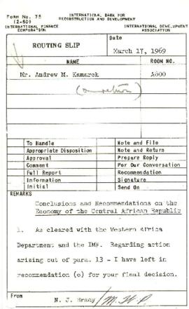 Economic Committee Papers - Central African Republic - Conclusions and Recommendations on the Eco...