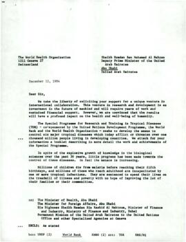 Clausen Papers - Special Programme for Research and  Training in Tropical Diseases - Corresponden...