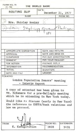Bank - United Nations [UN] Fund for Population Activities [UNFPA] - 1975 - 1978