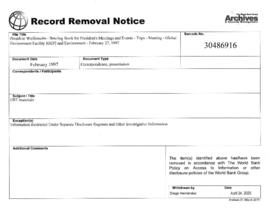 President Wolfensohn - Briefing Book for President's Meetings and Events - Global Environment Fac...