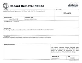President Barber Conable - Liaison Files - General Agreement on Tariffs and Trade [GATT] - Corres...