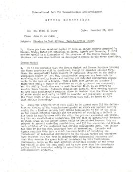 Economic Committee Papers - East Africa - IBRD - Mission to East Africa - Back to Office [BTO] Re...