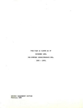 Operational - Policy and Procedure - Appraisal and Cost of Projects - 1949 - 1965 Correspondence