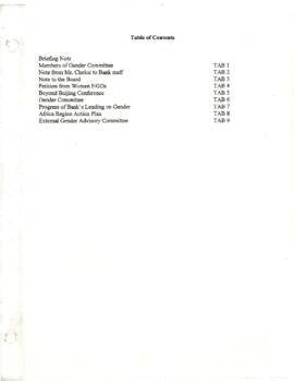 President Wolfensohn - Briefing Book for President's Meetings and Events - Gender Committee - Jan...