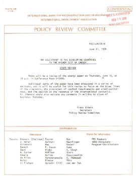 Development Economics and Chief Economist [DEC] - Policy Review Committee - PRC/s/M/74-8, PRC/s/M...