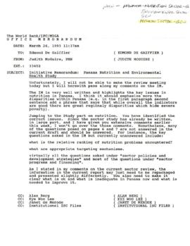 Population, Health and Nutrition [PHN] - Panama - Health - General - 1993 Correspondence - Volume 1