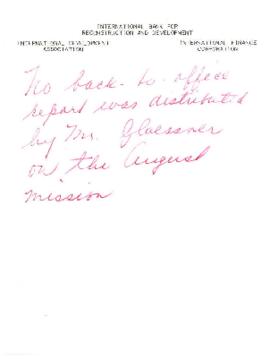 Economic Committee Papers - Bolivia - IBRD - IDA - Office Memorandum - Economic Mission - Back to...