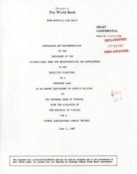 Tunisia - Fourth Agricultural Credit Project (04) - Loan Committee Project File - Correspondence