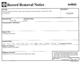 President Conable Travel Files - Europe (United Kingdom, France, Germany) - October 18-25, 1986 -...