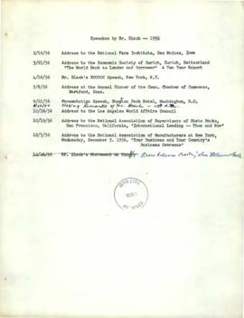 President Eugene R Black Speeches - January to February 1956