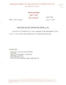 Development Policy - Commodities - Grain and Rice Outlook - December 1972 - July 1977