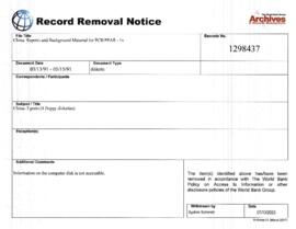 China: Reports and Background Material for PCR/PPAR - 1v