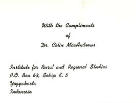 Karangmeniangan a Transmigration Village (1965) - Belitang Project Report 3 (Village Studies) - 1...