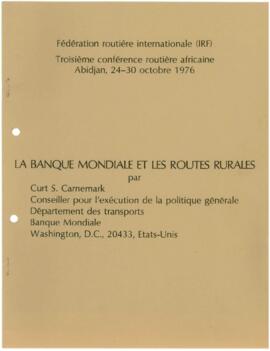 Conference - Internal Road Federation [IRF] Third African Highway Conference, Abidjan - October 2...