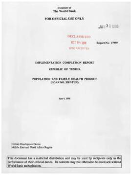 Tunisia - Population and Family Health Project - Implementation Completion Report / Performance A...