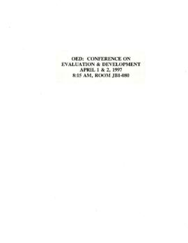 Conference on Evaluation and Development - Operations Evaluation Department [OED] - April 1 and 2...