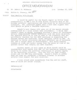 Hollis B. Chenery Papers - McNamara Discussions - Notebooks / Memoranda - 1978 (January - October)