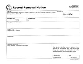 Upper Krishna Irrigation Project (02) - India - Credit 2010, Loan 3050 - P009898 - Special OED St...