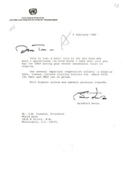 Clausen Papers - United Nations Development Programme (UNDP) - Correspondence 01