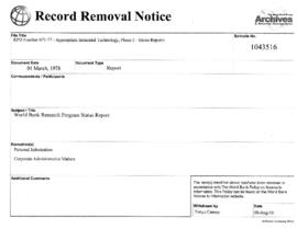 RPO Number 671-77 - Appropriate Industrial Technology, Phase 2 - Status Reports
