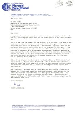 International Planned Parenthood Federation [IPPF] - Correspondence