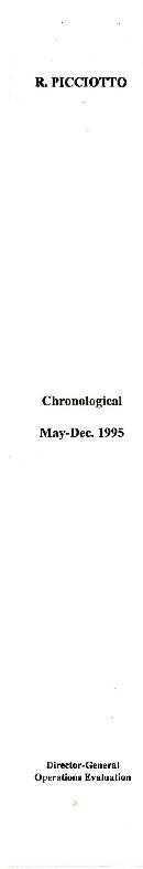 R. Picciotto - Director-General Operations Evaluation - Chronological - May 1995 through December...