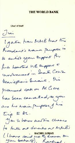 President Wolfensohn - Briefing Book for President's Meetings and Events - President Gonzalo Sanc...