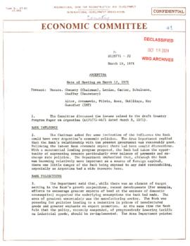 Economic Committee Papers - Argentina - EC/M/71-22 - Note of Meeting on March 12, 1971