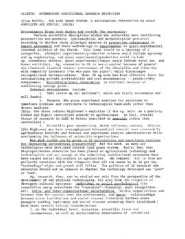 Agricultural Higher Education - Background Material on Special Study of the Effectiveness of Bank...