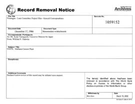 Nicaragua - Loan Committee Project Files - General Correspondence