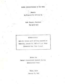 Yomiuri International Economic Society - International Forum - Tokyo,Japan, January 13, 1982