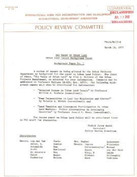 Development Policy - Policy Review Committee [PRC] - Selected Issues in Urban Land Tenure - March...