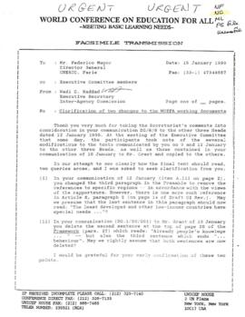 Charter - World Conference on Education For All (WCEFA) - Correspondence